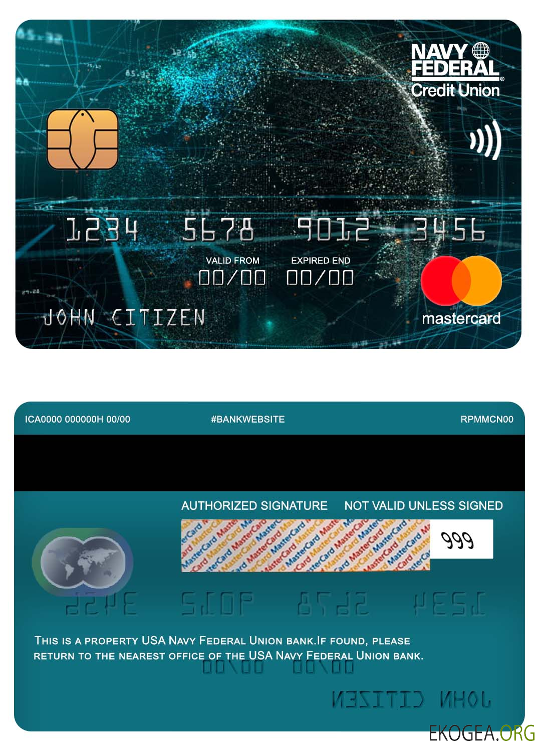 Carte bancaire Mastercard de l'Union fédérale de la marine américaine